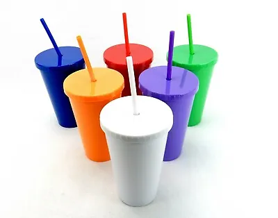 $9.95 • Buy Double-Walled Acrylic Tumbler W/Lid & Straw, 16 Oz Beverage Cup, Choice Of Color