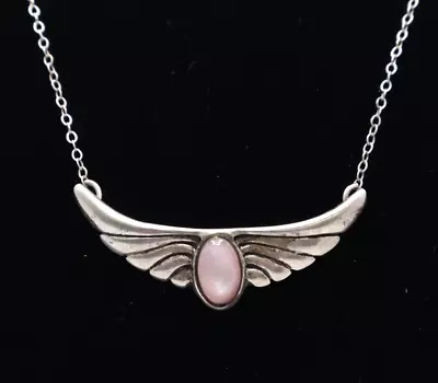 Sterling Silver Mother Of Pearl Wings Pendant Chain Necklace • $19.99