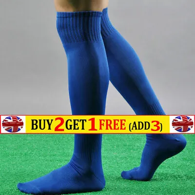 Mens Sports Football Soccer Plain Long Socks Over Knee High Sock Baseball Hockey • £6.39