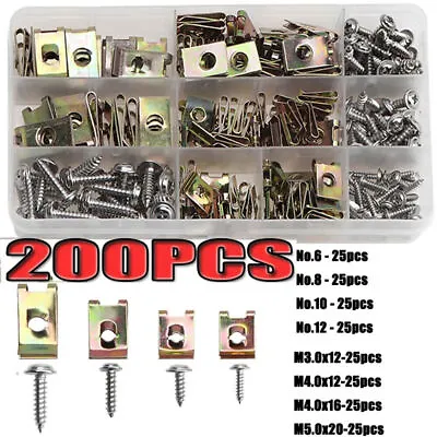 200Pcs U Nut Spring Nuts Clips Fairing Panel Speed Chimney Spire Metal Clamp • £13.49