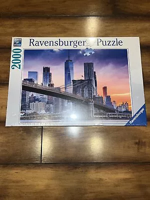 2000 Piece JIGSAW PUZZLE RAVENSBURGER NEW YORK SKYLINE SUNSET BRIDGE NICE! WOW! • $28