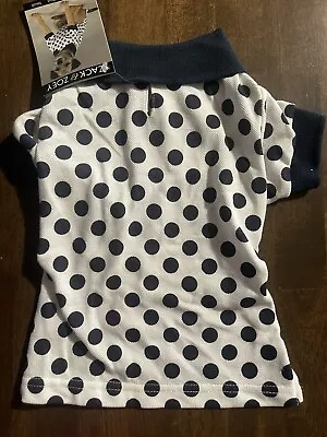 Zack And Zoey  Nantucket White W/Navy Polka Dots Polo Dog Shirt NWT Sz S • $6.74