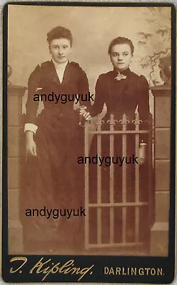 Cdv Ladies At Iron Studio Gate Prop Kipling Darlington Antique Photo • £6.95