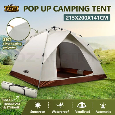 $69.95 • Buy 3 Person Tent Beach Shelters Camping Auto Pop Up Dome Family Shade Sun Proof