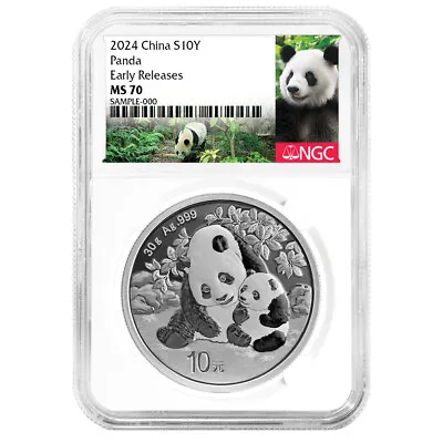 2024 10 Yuan Silver China Panda NGC MS70 ER Panda Label • $64.95
