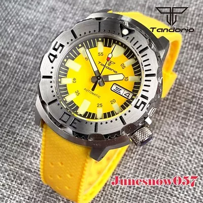 Tandorio NH36A Automatic Movement Men Watch Yellow Dial Strap AR Sapphire Glass • £75.60