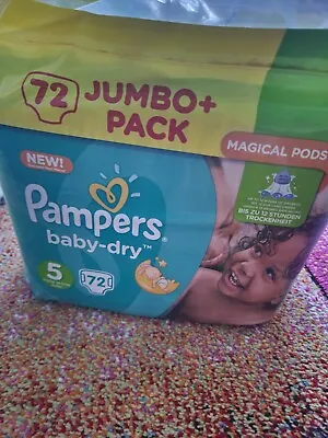 Pampers Baby-Dry Size 5 72 Nappies 11kg-16kg Jumbo+ Pack 72 Per Pack • £20