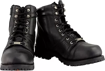 MILWAUKEE LEATHER MEN'S MOTORCYCLE BIKER BOOTS W/ CONTRAST STITCHING - SABF • $134.99