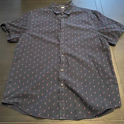 Denim & Flower All Over Flamingo Print Button Up Shirt Men’s Size Xl/44 • $16.99