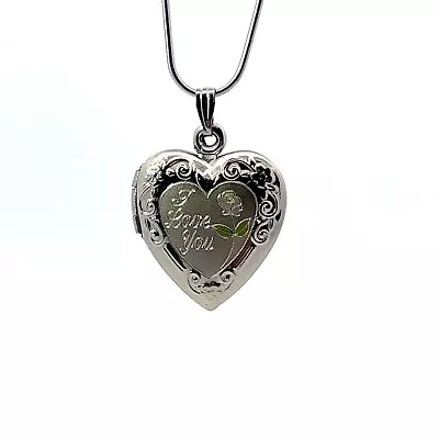 Sterling Silver I Love You Heart Locket Charm Pendant • $21.75