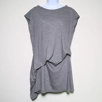 MORGANE LE FAY - Gray 100% Cotton Draped Hip Short Sheath Dress - Women's Small • $62.99