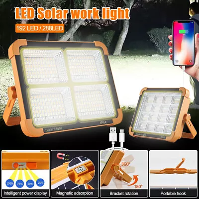 300W LED Work Light USB Rechargeable Solar Panel Cordless Floodlight Camping UK • £11.99