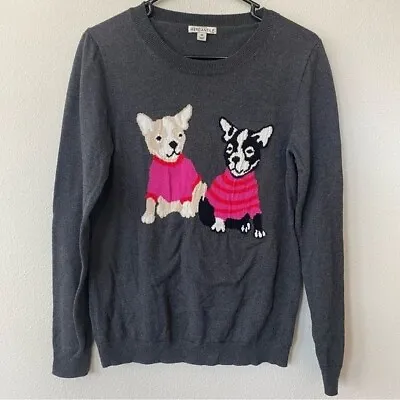 J. Crew | Women's Frenchie Dog Novelty Print Merino Wool Blend Sweater Size M • $40