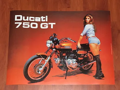 Vintage Ducati Poster 750 GT Bevel Twin The One With That Girl... Bent Corner • $25