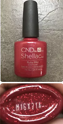 £11.99 • Buy Genuine CND Shellac Gel UV Nail Polish, Ruby Ritz, Red Glitter, New Unboxed