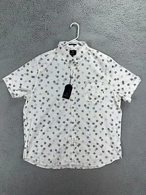 Ben Sherman Shirt Adult 2XL Ivory Polka Dot Stretch Button Down Pocket Mens NEW • $32.30