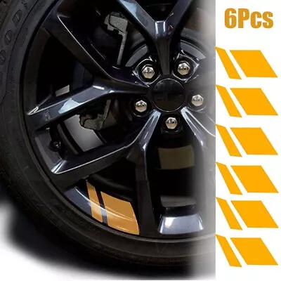 6x Reflective Sticker Car Wheel Rim Vinyl Decal Yellow Auto Exterior Accessories • $4.27