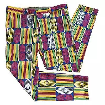 NWOT DJ Plus Menswear Colorful Kente Pants Slim 32 • $34.95