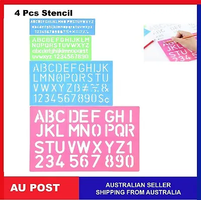  4x Letter Stencil Alphabet Stencils Number Craft Ruler Plastic School • $5.99