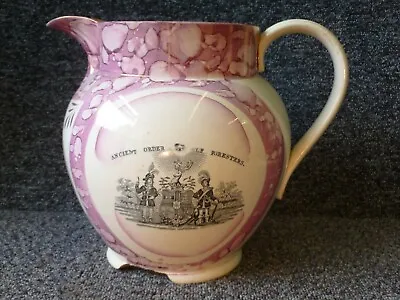 £75 • Buy Ancient Order Of Foresters Sunderland  Pink Lustre Large Jug Height 9  Inches