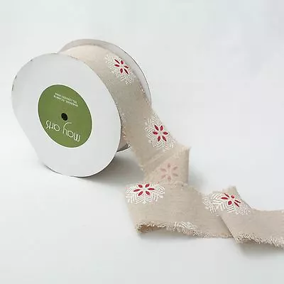 Vintage Rustic Snowflake Xmas Jute Cotton Linen Craft Gift Wrap Tape Ribbon 2.5  • £5.29