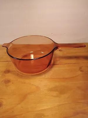 Corning Pyrex Vision Ware Amber Cookware 2.5 L  Pot No Lid USA Non Stick • $26.24