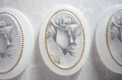 Vintage Cameo Silver Grey Rose White 25X18mm Gray Cabochons From Germany Qty 2 • $5.99