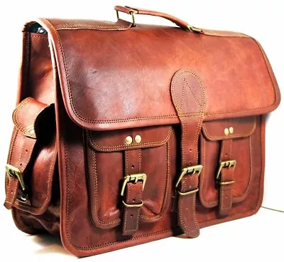 Genuine New Brown Leather Messenger Shoulder Laptop Bag Crossbody For Men • $61.75