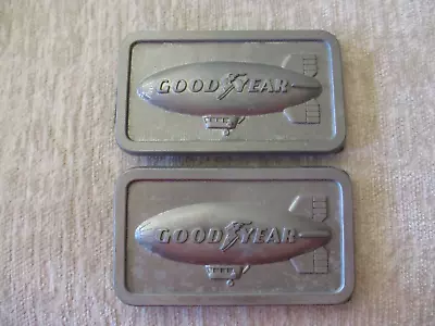 Lot Of 2 VINTAGE 1974 BLIMP BELT BUCKLE METAL GOODYEAR TIRE & RUBBER ADVERTISING • $15