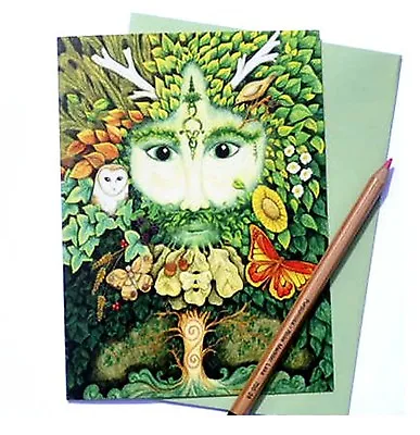 Set Of Six Green Man Yule Christmas Cards Pagan Wiccan Solstice Blank Holiday • £9.95