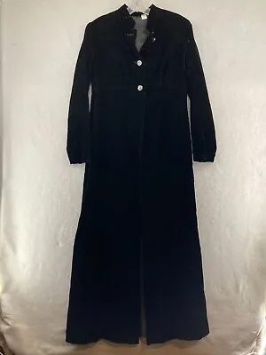 Vintage Womens Velvet Over Coat 10 Art Deco Black Long Union Made • $59.99