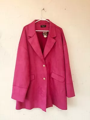 3X) NWT Meritt Faux Ultra Suede Fuschia Pink Crest Button Jacket Coat Generous • $19.95