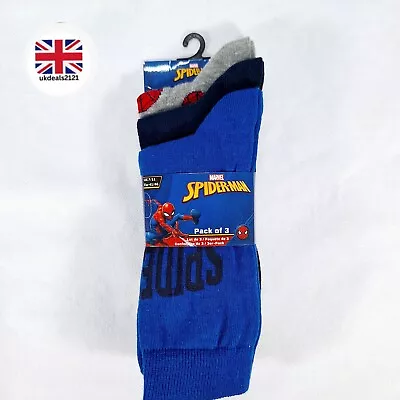 Spiderman Socks Size 7-11 Cotton Rich 3 Pairs MARVEL Brand New FREE UK DELIVERY  • £10.99