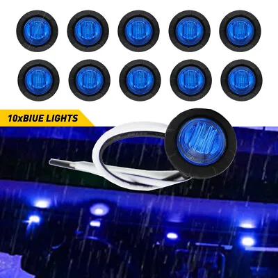 10x Blue LED Sealed 3/4  Side Marker Clearance Lights Truck Trailer Bullet Bulbs • $11.99