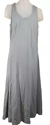 Vintage Halston Sleeveless Maxi Casual Gray And Tan Plaid Dress Women's Size 12 • $64.99