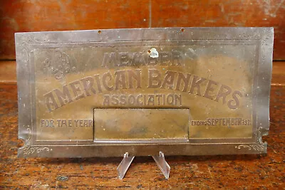 Vintage Original American Bankers Association Member Brass Advertising Sign 8” • $59.95