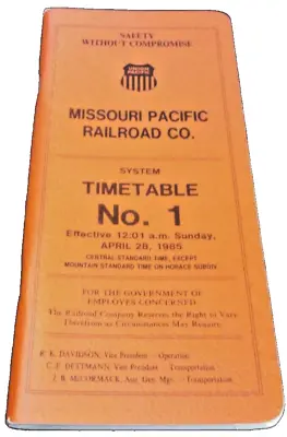 April 1985 Missouri Pacific Railroad Mopac Employee Timetable #1 First Under Up • $25
