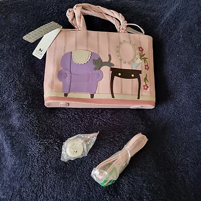 Ciccia Leather Handbag 'Don't Let The Cat Out The Bag' Rose Colour. • £55