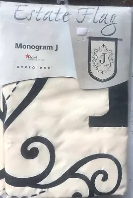 Monogram  J  Estate Flag 36  X 54  Appliquéd Decorative Evergreen NEW In Package • $9.25