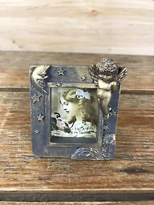 Vintage Gilded Celestial Angel Star Moon Mini Photo FRAME Easel Wallet Size 90's • $11.99