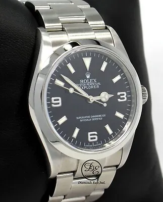 Rolex Explorer I 114270 Steel Oyster Black Dial Bezel Engrvd Model! B/PAPERS • $12126.48