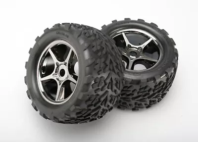 Traxxas 1/10 E-Revo Brushless * 2 TALON TIRES/GEMINI BLACK CHROME WHEELST * • $34.95