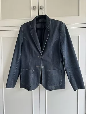 M & S  Ladies Denim Jacket  Size 14  Dark Blue Indigo Vgc • £10