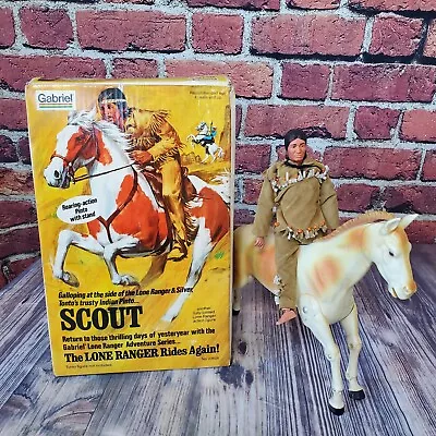 Vtg Gabriel Lone Ranger Tonto Figure W/ Scout And Box Pinto Horse 1975 1973  • $75.99