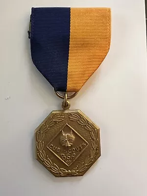 Vintage Cub Scouts Activity Medal In Gold With Blue Yellow Ribbon • £23.75