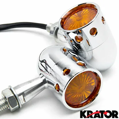 2pcs Chrome Heavy Duty Motorcycle Turn Signals Bulb Indicators Blinkers Lights • $20.99