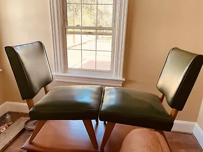 Pair Of Mid Century Modern Slipper Chair Original Viking ArtLine Green 1951 • $400