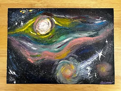 Original A3 Oil Painting On Canvas Paper Of Space Nebula • £120