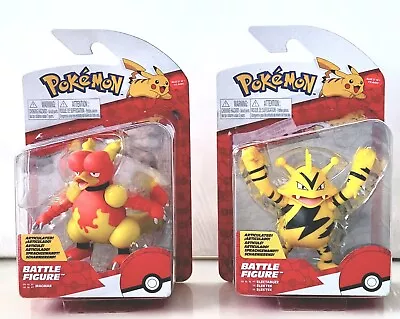 NEW RARE Magmar Electabuzz BATTLE FIGURE Jazwares Pokemon 3 Inch Articulated2022 • $41.61