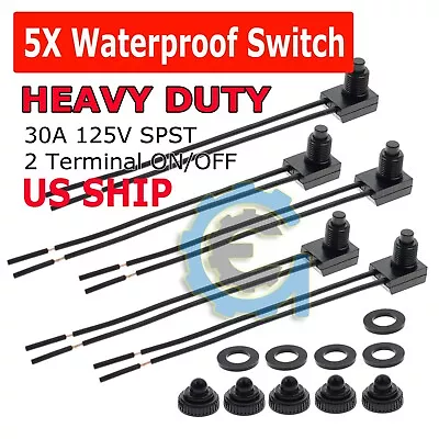 5pcs 12V 4  Wire Leads Waterproof On-Off Push-Button Switch For Motorcycle Car • $8.95